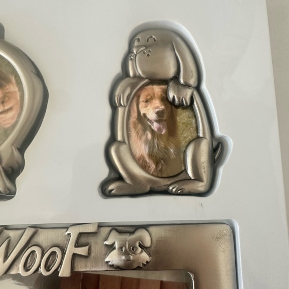 Dog Frames Set of 3 Metal Silver WOOF A House is not a Home Without A Dog - Picture 3 of 8